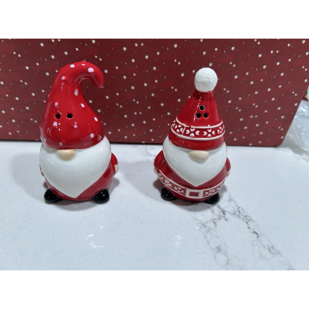 Gnome St. Nicholas Santa Ceramic Salt & Pepper Shaker Set "Celebrate It"